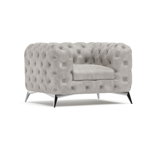 Világosszürke bársony fotel Chelsea – Ropez