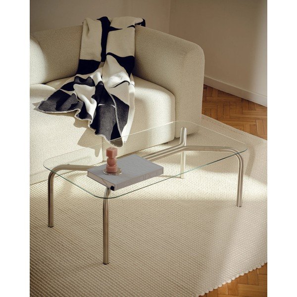 Ezüstszínű dohányzóasztal üveg asztallappal 60x110 cm Uku – noo.ma-image-3