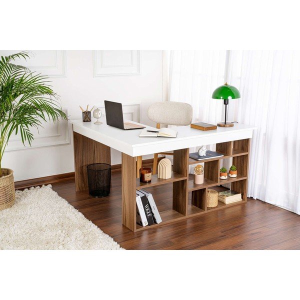 Íróasztal diófa dekorral 120x130 cm Vesper – Kalune Design-image-2