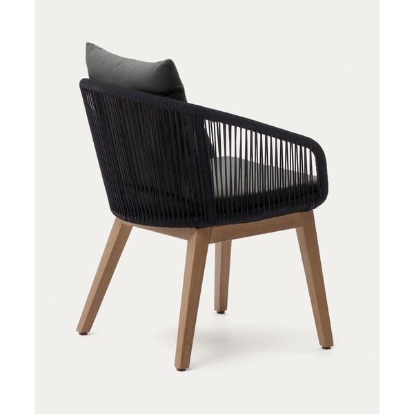 Fekete tömörfa kerti fotel Portalo – Kave Home-image-3