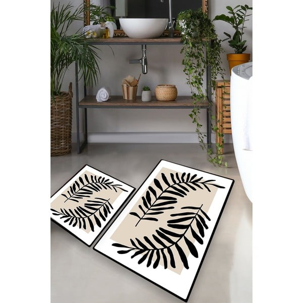 Bézs fürdőszobai kilépő szett 2 db-os 60x100 cm Casting – Foutastic-image-1