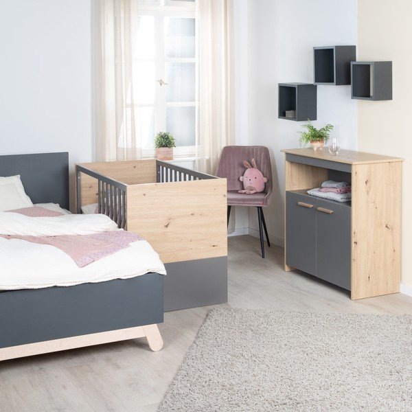 Szürke-natúr színű babaágy 60x120 cm Anna – Roba-image-4