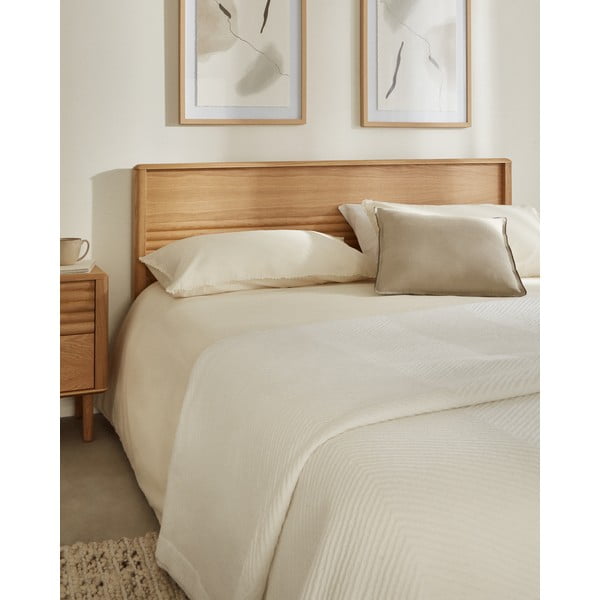 Natúr színű tölgyfa franciaágy ágyráccsal 180x200 cm Lenon – Kave Home-image-3