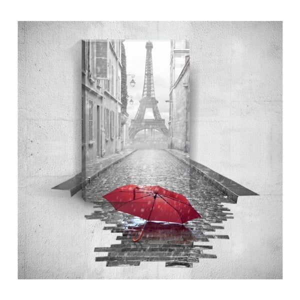 Red Umbrella In Paris 3D fali kép, 40 x 60 cm - Mosticx