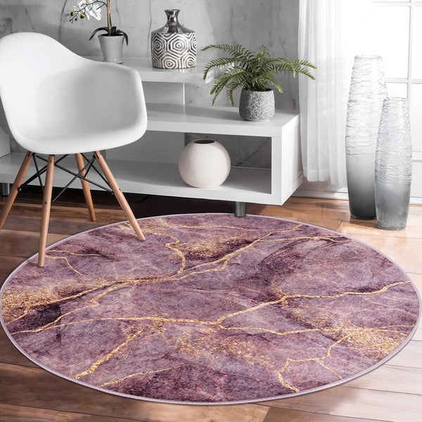 Rózsaszín mosható-robotporszívóval tisztítható kerek szőnyeg ø 80 cm Comfort – Mila Home-image-4