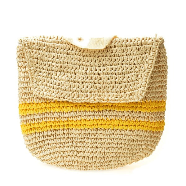 Yellow női szalma hátitáska - Mangotti Bags