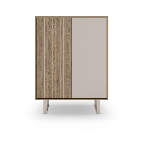 Szürke-natúr színű szekrény tölgyfa dekorral 90x120 cm Millay – Marckeric-image-4