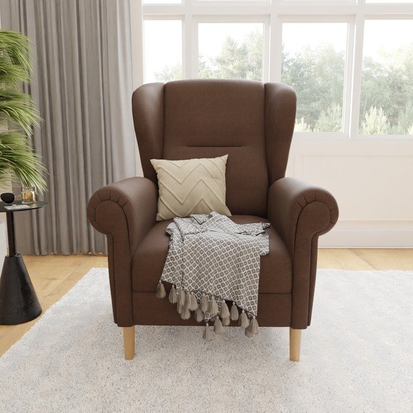 Sötétbarna füles fotel Swan – Ropez-image-1