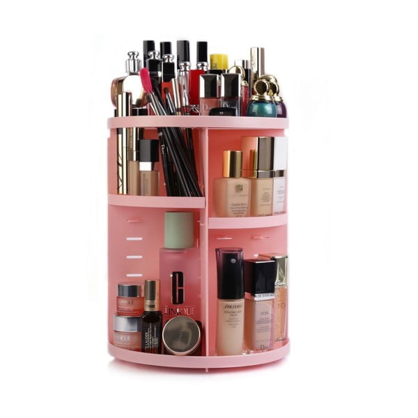 Rózsaszín forgó műanyag fürdőszobai rendszerező kozmetikumokhoz – Hermia