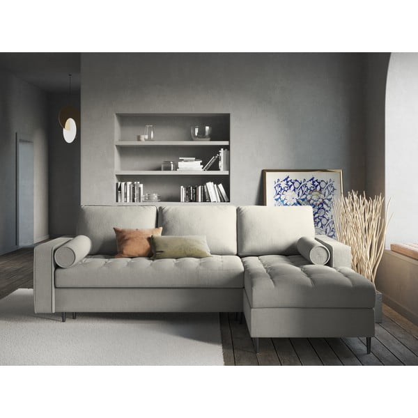 Santo világosszürke kinyitható sarokkanapé, jobb oldali - Milo Casa-image-1
