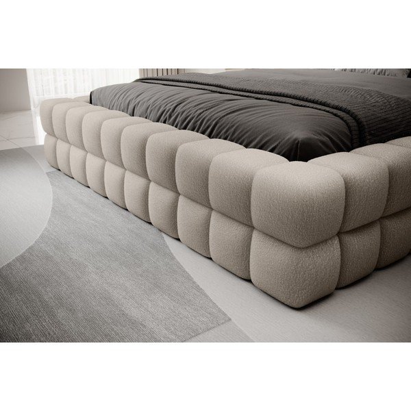 Bézs kárpitozott ágyneműtartós franciaágy ágyráccsal 160x200 cm Dizzle – ELTAP-image-3