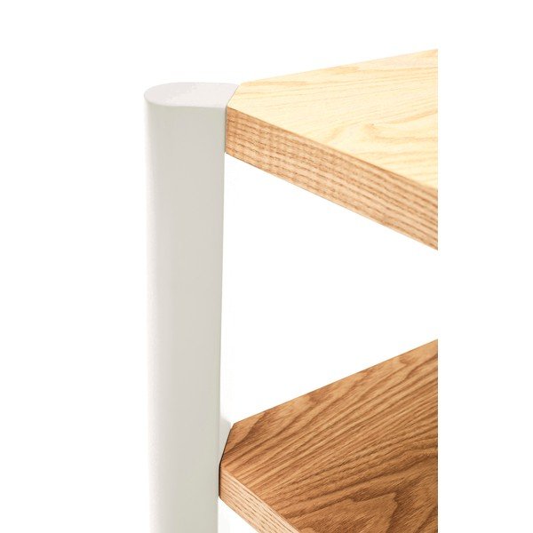 Krémszínű-világos natúr színű polcos állvány tölgyfa dekorral 126x128x43 cm Bona – Teulat-image-4