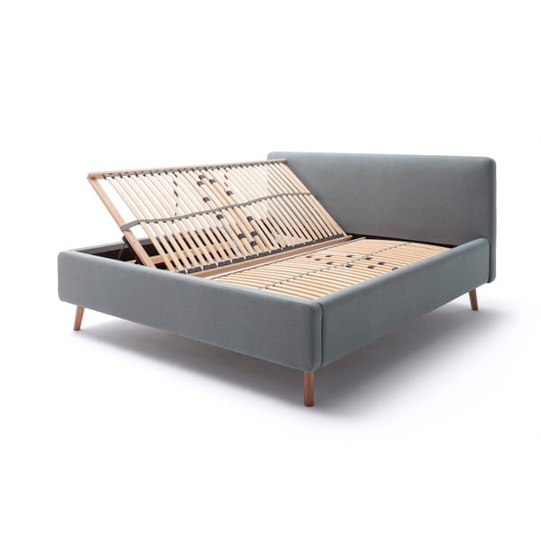 Szürkéskék kárpitozott ágyneműtartós franciaágy ágyráccsal 180x200 cm Mattis – Meise Möbel-image-4