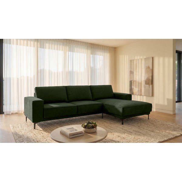 Zöld zsenília sarokkanapé (jobb oldali-heverő résszel) Copenhagen – Scandic-image-1