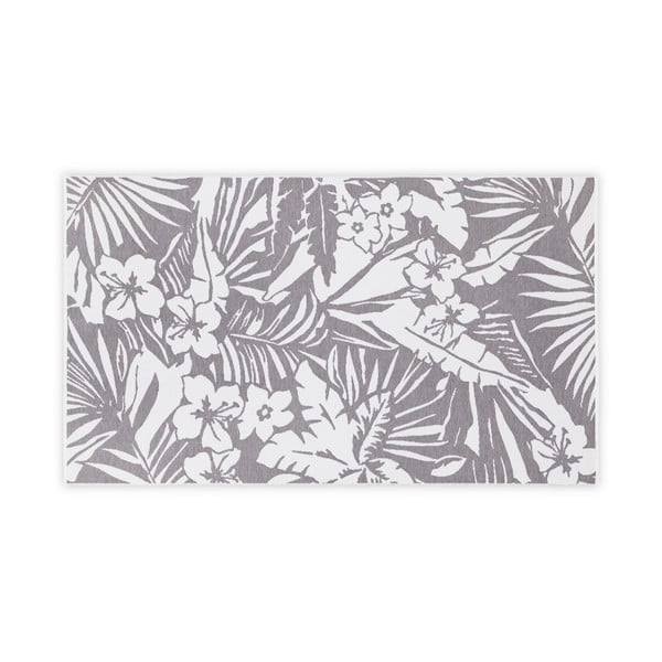 Floral szürke-fehér pamut fürdőszobai kilépő, 100 x 180 cm - Foutastic