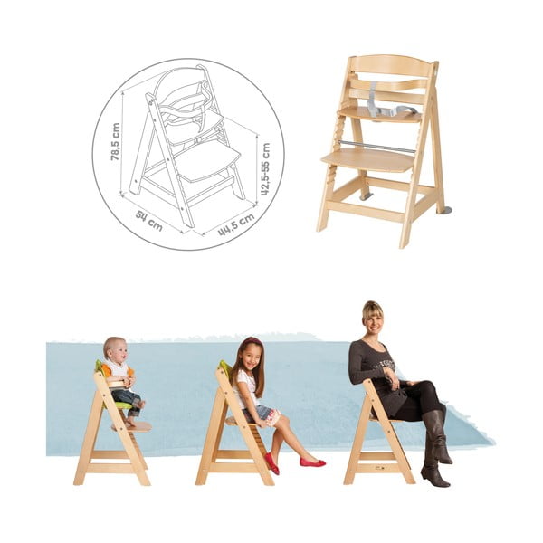 Világosszürke-natúr színű etetőszék Style Born Up 2in1 – Roba-image-3