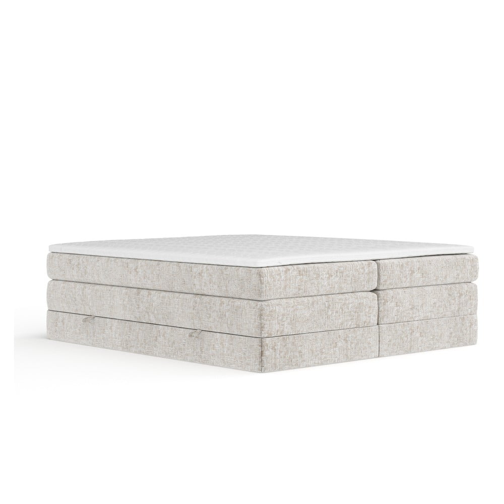 Bézs ágyneműtartós boxspring ágy ágytámla nélkül 160x200 cm Juniper Maison de Rêve