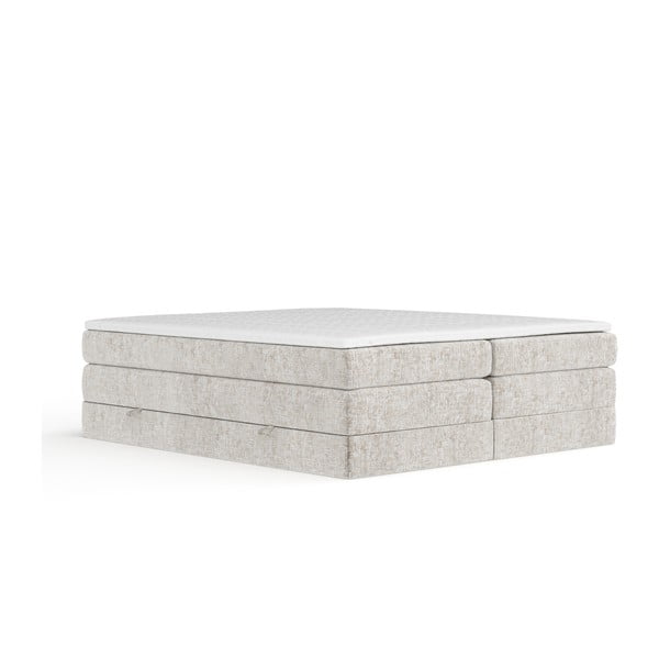 Bézs ágyneműtartós boxspring ágy ágytámla nélkül 160x200 cm Juniper – Maison de Rêve