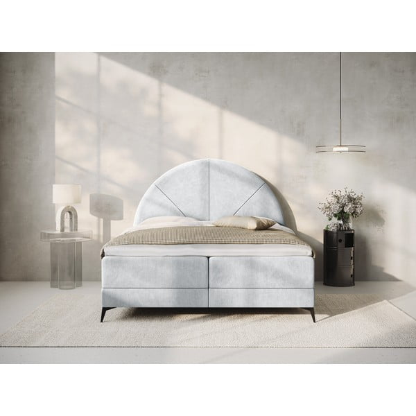 Világosszürke boxspring ágy tárolóhellyel 160x200 cm Sunset – Cosmopolitan Design-image-1