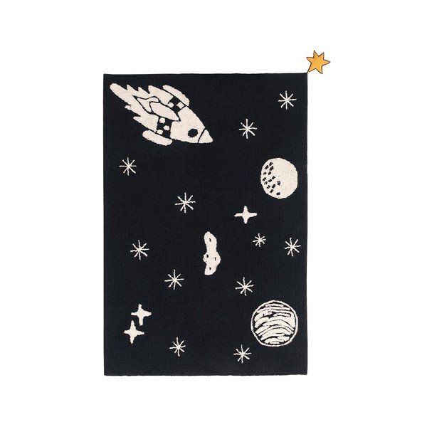 Fekete mosható kézi szövésű pamutkeverék gyerek szőnyeg 140x200 cm Alfombra Lavable Universe – Lorena Canals