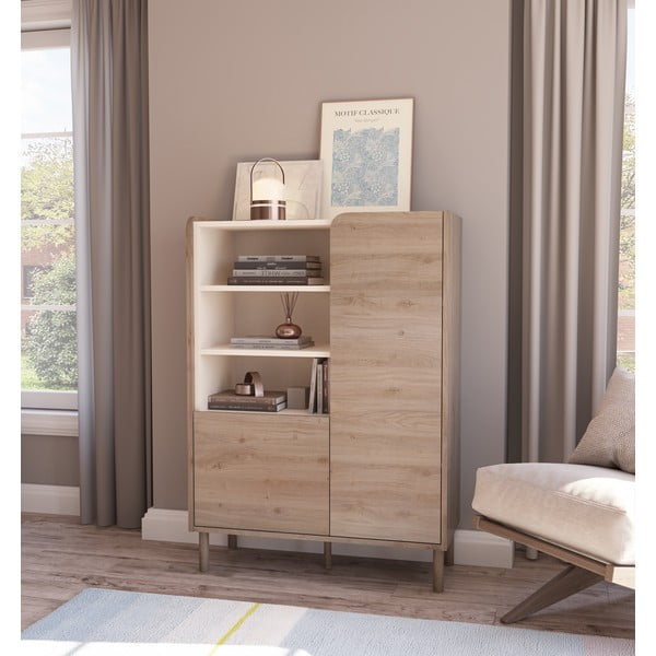 Natúr színű szekrény tölgyfa dekorral 90x125x40 cm Monza – Marckeric-image-1