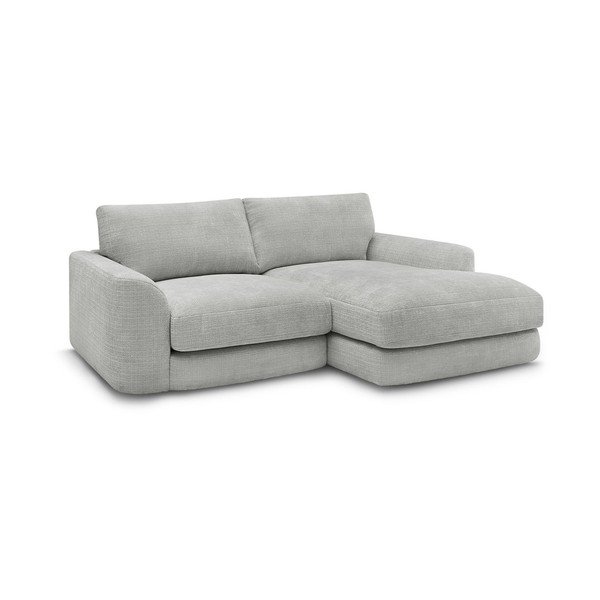 Világosszürke zsenília sarokkanapé (jobb oldali-heverő résszel) Leonore – Bobochic Paris