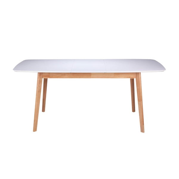 Enma fehér étkezőasztal kaucsukfa lábakkal, hosszúság 120 cm - sømcasa-image-1