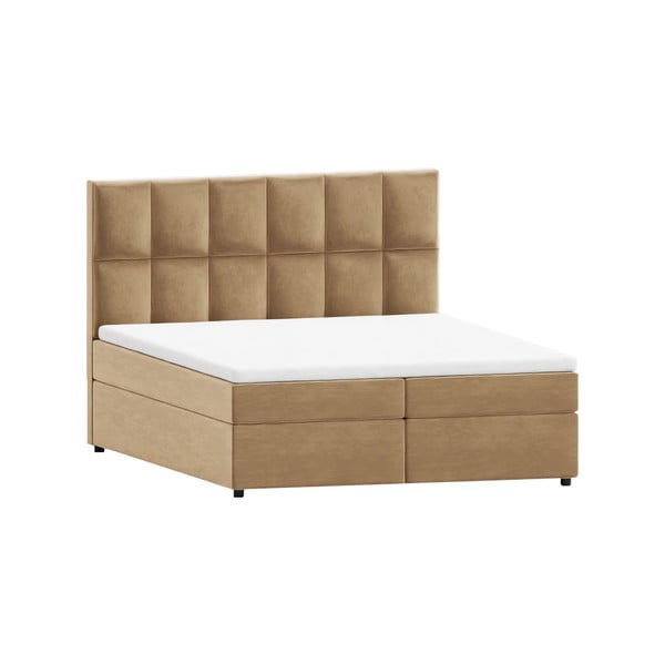 Okkersárga ágyneműtartós boxspring ágy 140x200 cm Flip – Ropez