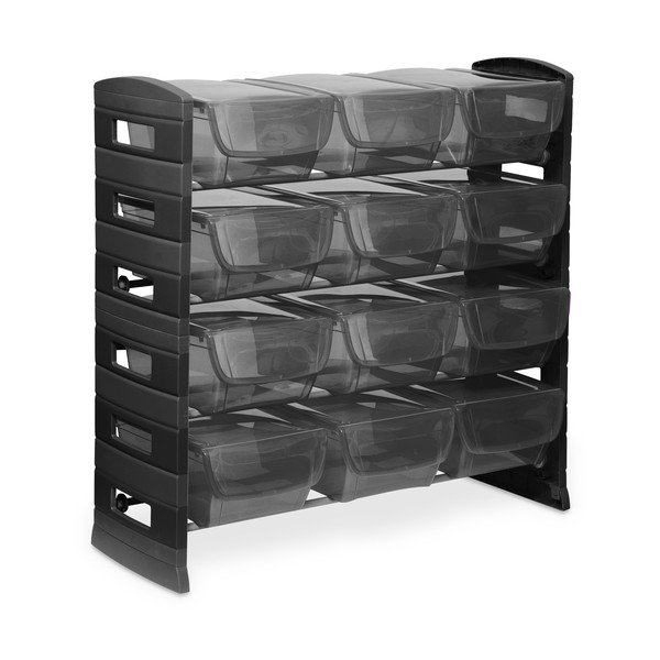 Fekete műanyag polcos tároló állvány 79x80 cm Utility One – Toomax