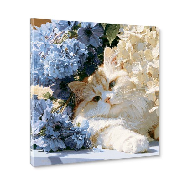 Nyomtatott vászon kép 32x32 cm Floral Feline – Styler-image-3