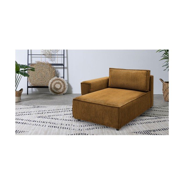 Mustársárga kordbársony kanapé modul (bal oldali) Nihad modular – Bobochic Paris-image-1