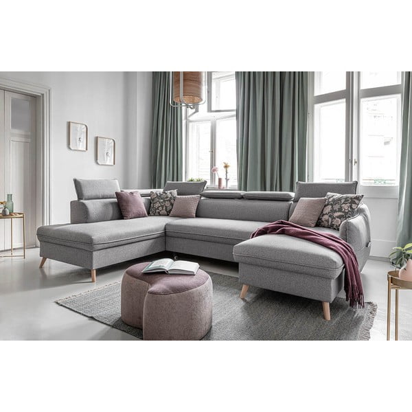 Világosszürke kinyitható sarokkanapé (bal oldali) Sweet Harmony – Miuform-image-4