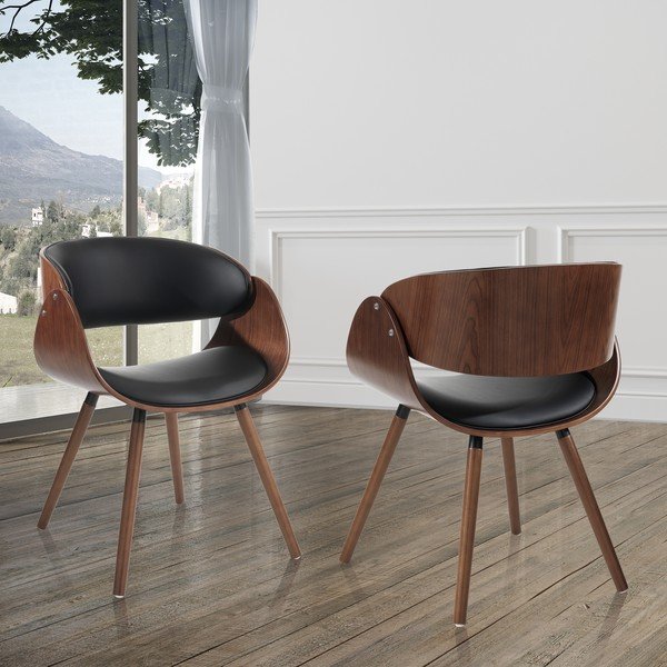 Fekete-sötétbarna kárpitozott karfás étkezőfotel Visby Evo – Tomasucci-image-1