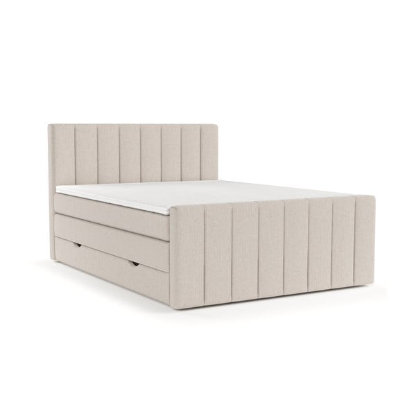 Bézs ágyneműtartós boxspring ágy 200x200 cm Ruby – Maison de Rêve