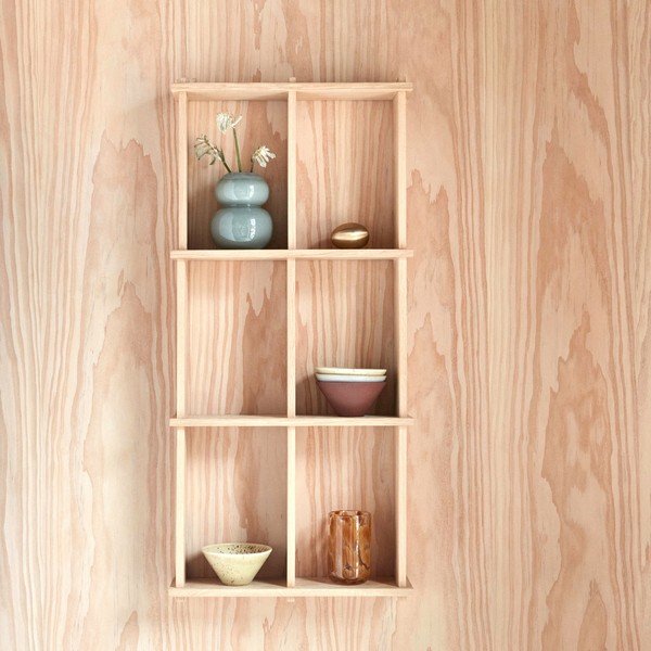 Natúr színű többszintes tölgyfa fali polc 37 cm Grid – OYOY Living Design-image-1