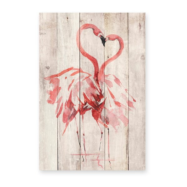 Love Flamingo fali dekoráció borovi fenyőből, 60 x 40 cm - Madre Selva