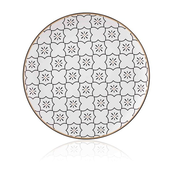 Maroc Marrakesh fekete-fehér csontporcelán tányér, ⌀ 32 cm - The Mia