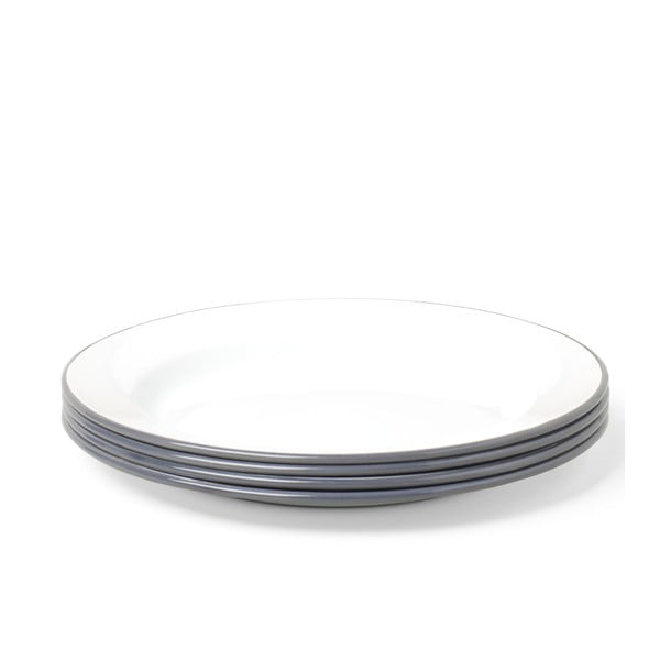 4 darabos szürke-fehér zománcozott tányér szett - Falcon Enamelware
