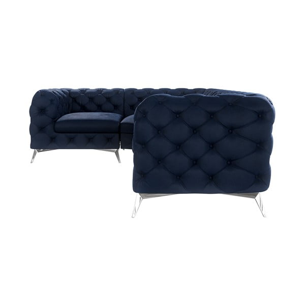 Sötétkék bársony sarokkanapé (bal oldali-L alakú) Chelsea – Ropez-image-1