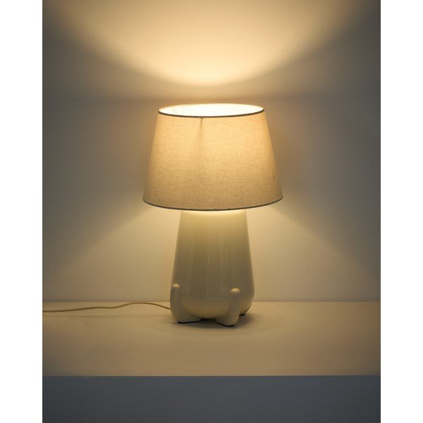 Bézs-elefántcsont színű kerámia asztali lámpa (magasság 45,5 cm) Odra – Kave Home-image-2