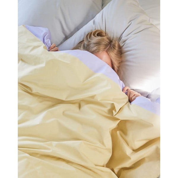 Fehér-bézs egyszemélyes pamut ágyneműhuzat 140x200 cm Block – Hübsch-image-4