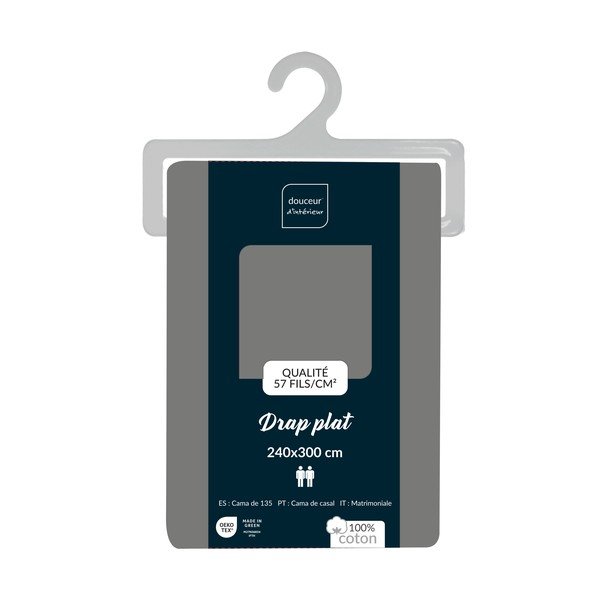 Szürke pamut lepedő 240x300 cm Lina – douceur d'intérieur-image-3