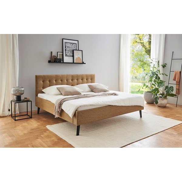 Barna kárpitozott franciaágy ágyrács nélkül 180x200 cm Empire – Meise Möbel-image-1