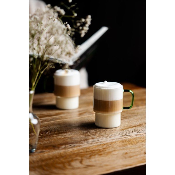 Zöld üveg bögre szett 2 db-os cappucinóhoz 350 ml Livio – Vialli Design-image-3