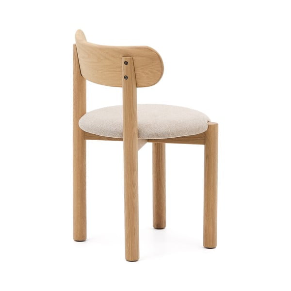 Krémszínű-natúr színű tölgyfa étkezőszék szett 2 db-os Nebai – Kave Home-image-4