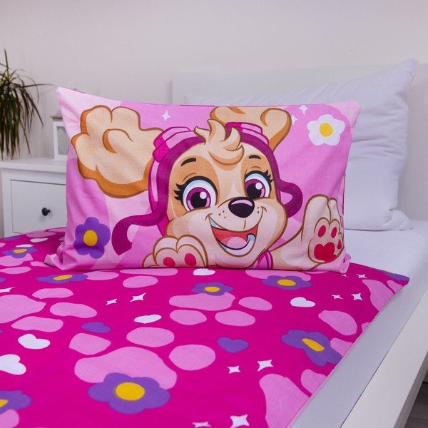 Rózsaszín pamut gyerek ágyneműhuzat babaágyhoz 100x135 cm Paw Patrol "Pawsome friendships grow" – Jerry Fabrics-image-3