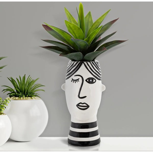 Face fekete-fehér porcelán váza - Mauro Ferretti-image-1