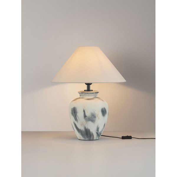 Fehér-szürke kerámia asztali lámpa textil búrával (magasság 55 cm) Lupe – Nova Luce-image-3