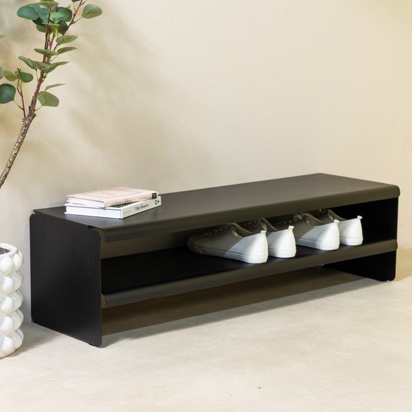 Fekete acél cipőtartó 101,5x28x31 cm Linea – Spinder Design-image-1