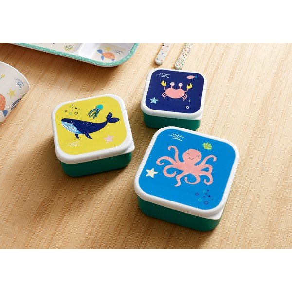 Zöld műanyag gyerek uzsonnás doboz szett 3 db-os Ocean – Ladelle-image-1